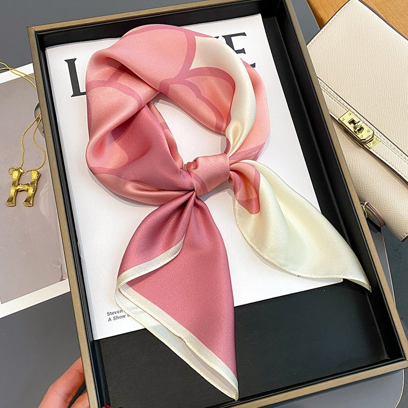 Premium Mulberry Silk Square Scarf - Elegant Floral Printed Shawl & Luxury Neck Wrap