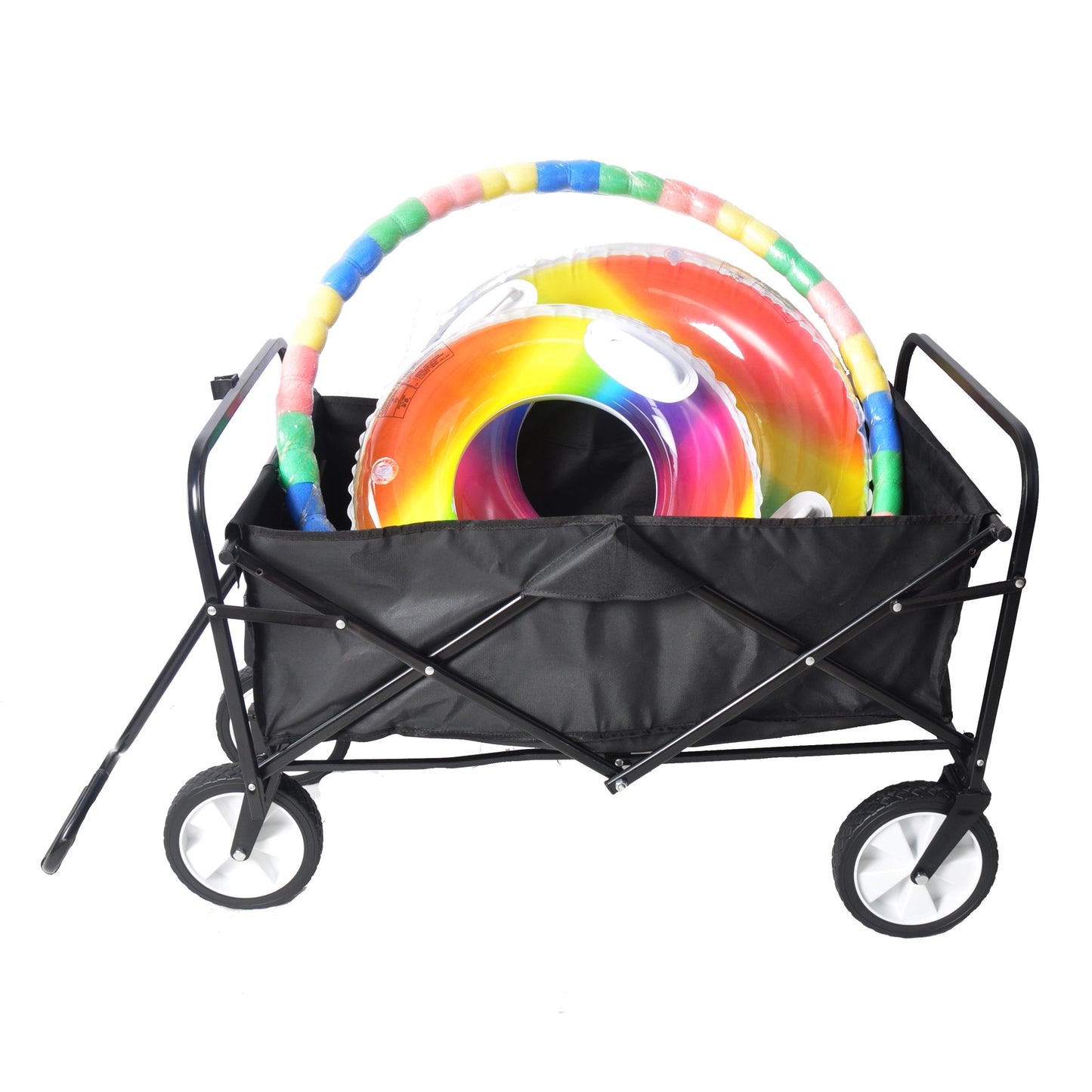 Folding Wagon Garden Shopping Beach Cart – Heavy Duty Black Utility Cart