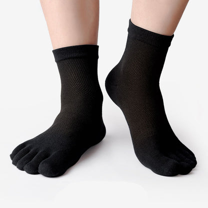 Premium 100% Cotton Five-Finger Socks for Men - Breathable Mesh Summer Socks
