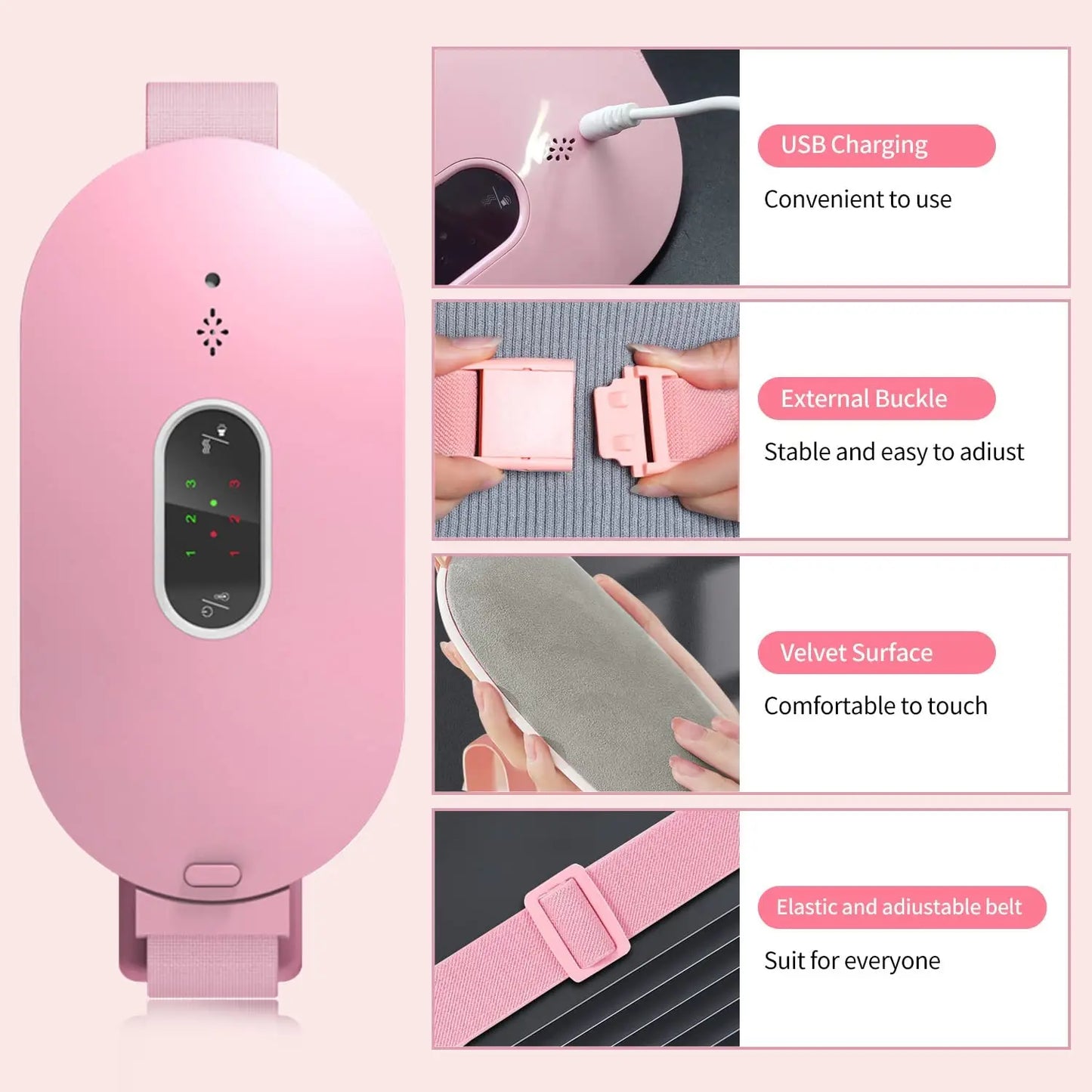 Wireless Menstrual Heating Pad & Massage Belt | Electric Abdominal Warmer for Period Pain Relief