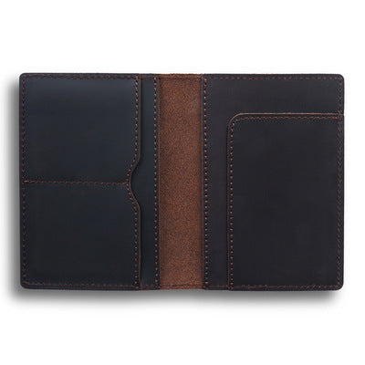 Handmade Genuine Leather Passport Holder & Travel Wallet - Slim Cowhide ID Card Case