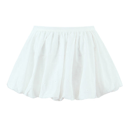 Women's Sweet Voluminous Bubble Skirt - Trendy White Summer Bottoms