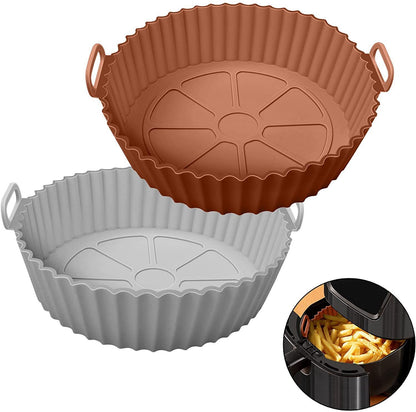 Reusable Foldable Air Fryer Silicone Pot - Heat-Resistant Non-Stick Baking Tray for Air Fryer