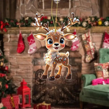 Cute Christmas Reindeer Hanging Ornament - Festive Tree & Car Decor
