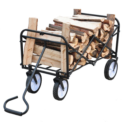 Folding Wagon Garden Shopping Beach Cart – Heavy Duty Red Utility Cart