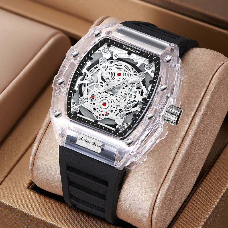 Luxury Fashion Transparent Men's Watch - Luxury Tonneau Quartz Sports Watch