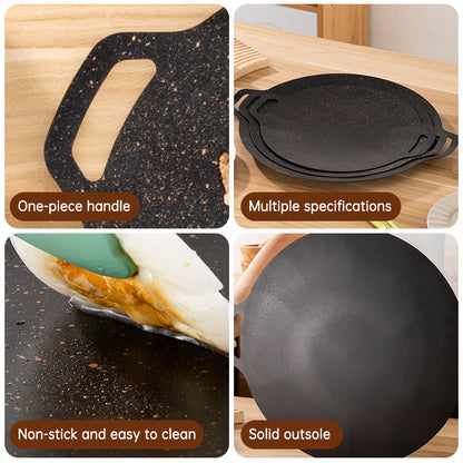 Korean Style Non-Stick Round Barbecue Pan - Portable Cast Iron Griddle for Outdoor Camping & Indoor Stovetop BBQ