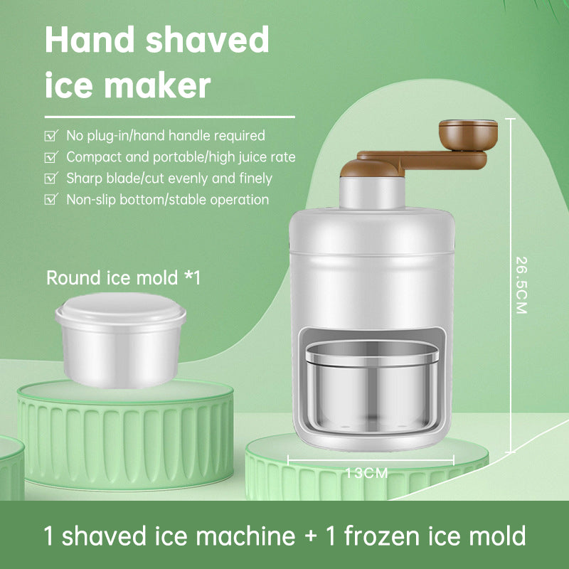 Portable Manual Shaved Ice Machine - Portable Hand Crank Ice Crusher & Snow Cone Maker with Free Ice Mold