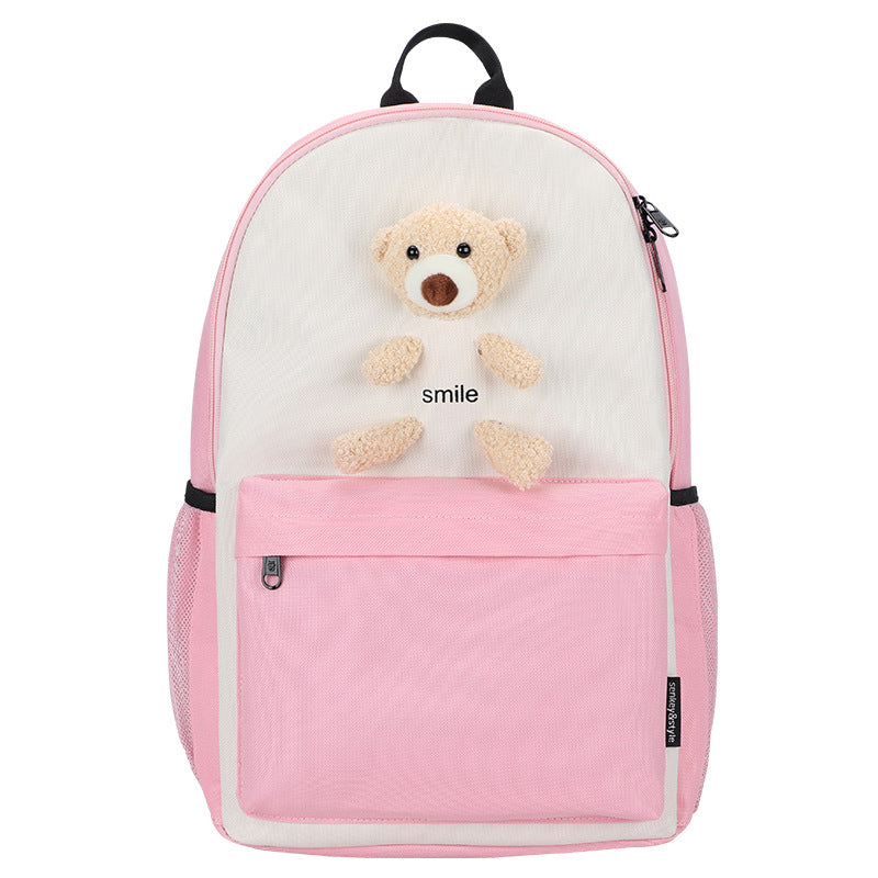 Cute Bear Cartoon Backpack - Small, Fresh Oxford Cloth School Bag for Students & Girls
