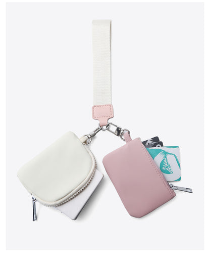 Portable 2-in-1 Mini Wristlet Card Bag - Bank Card & Coin Change Storage Small Purse Set