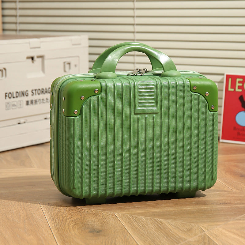 Vintage Luggage Mini Makeup Case | 14-Inch Small Storage Lock Box