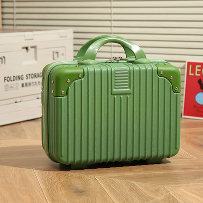Vintage Luggage Mini Makeup Case | 14-Inch Small Storage Lock Box