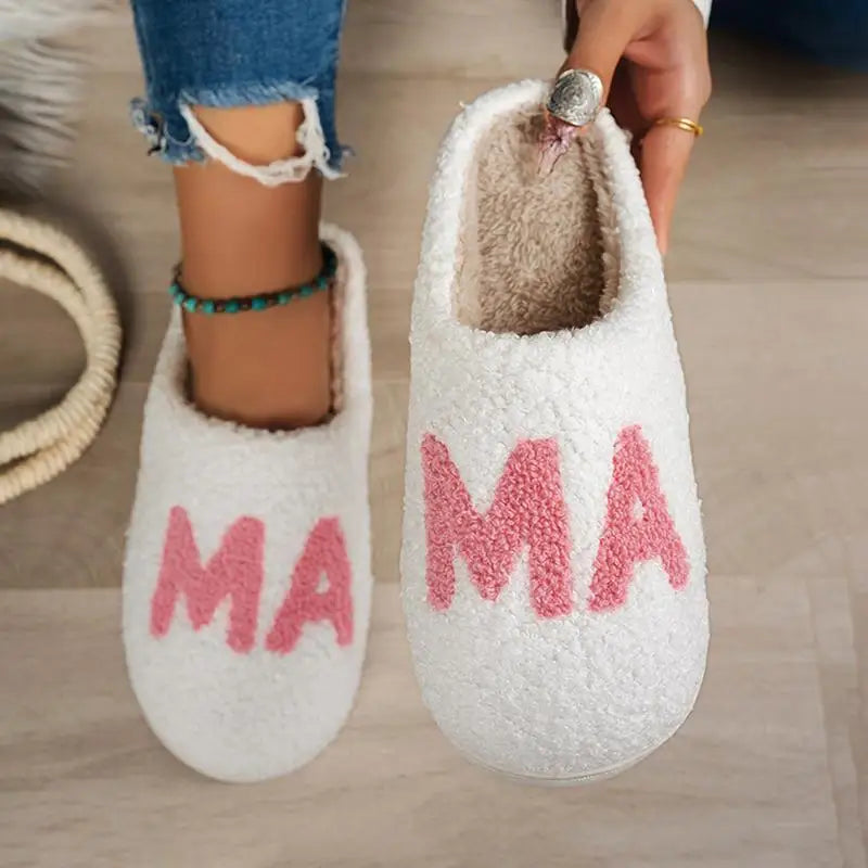 Women's Casual Fluffy "MAMA" Home Slippers