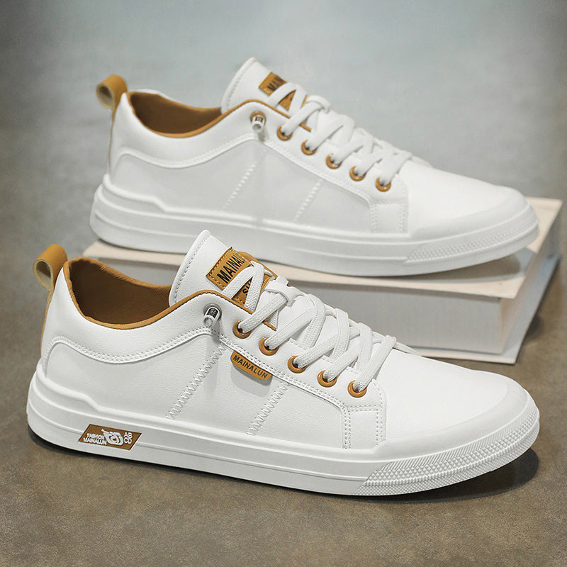 Classic White Casual Sneakers for Men – Versatile Soft Sole Sports Shoes for All-Season Style