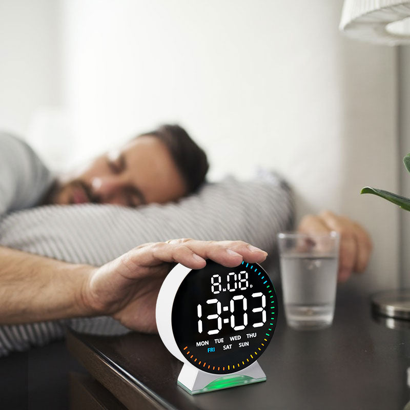 LED Digital Alarm Clock with Custom Jump-Second Display | Auto-Dimming USB Desk Clock with Ambient Light