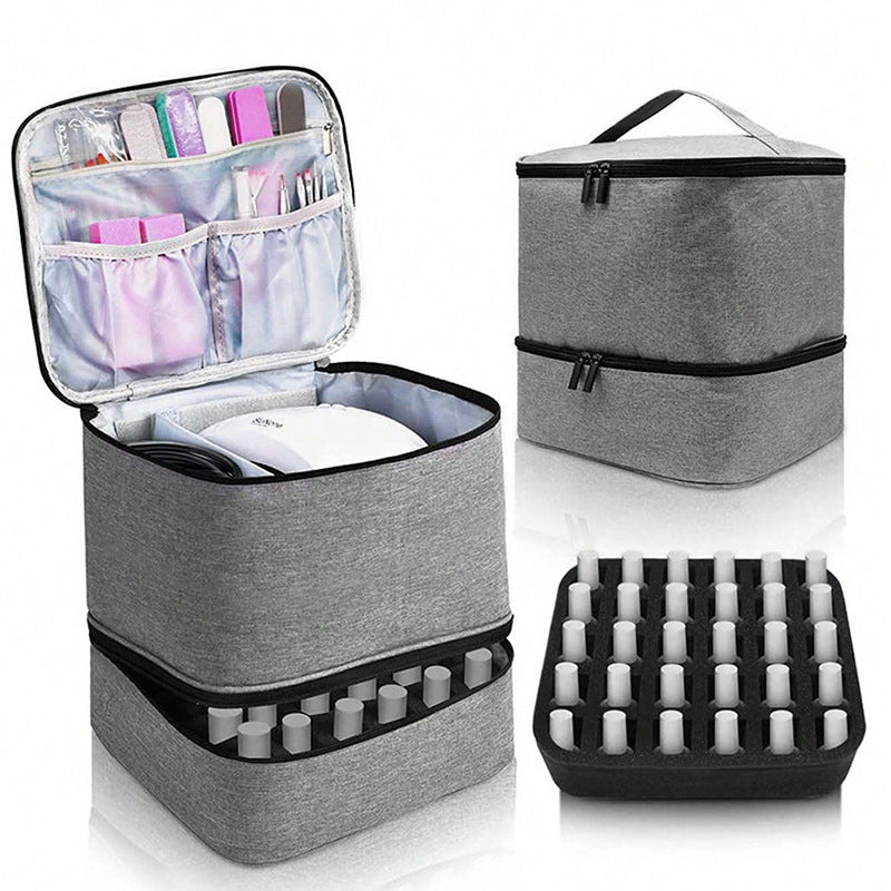 Professional Manicure Tools Case - 30-Compartment Nail Polish Storage Bag