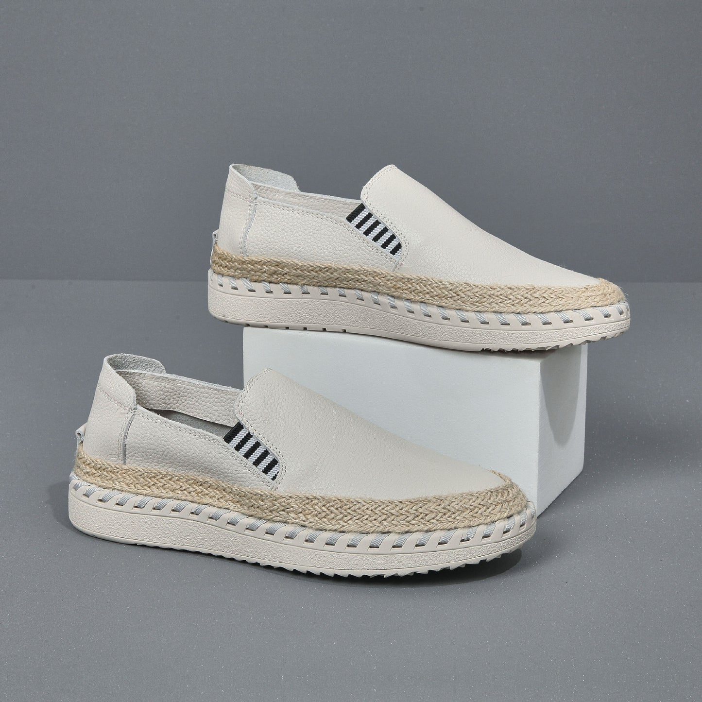 Men's Handmade Leather Fisherman Shoes - Casual Cowhide One Foot Massage Loafers