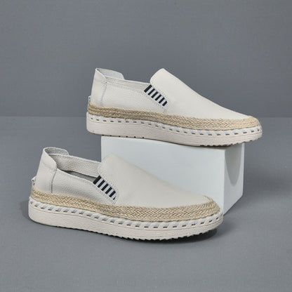 Men's Handmade Leather Fisherman Shoes - Casual Cowhide One Foot Massage Loafers