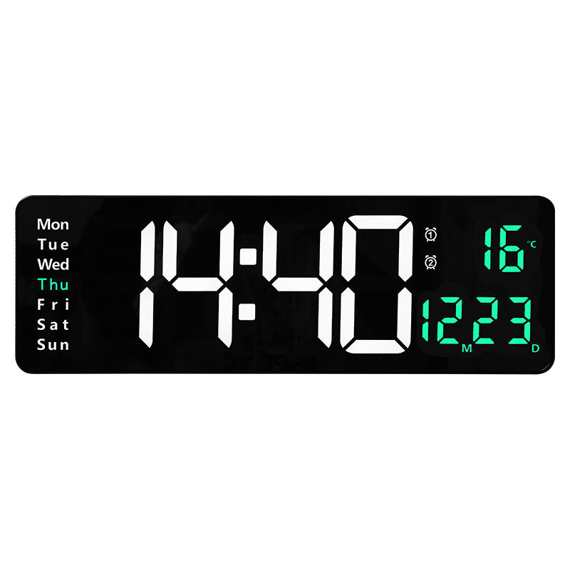 Modern RGB Digital Wall Mount Clock with Dual Alarms & Memory Function