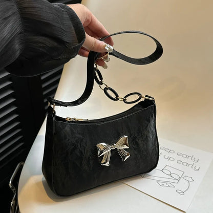 Mini Bow Accent PU Leather Crossbody Bag (Multiple Colors)