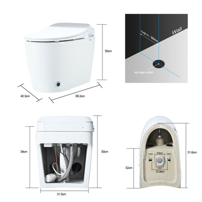 Luxury Intelligent Smart Toilet – Integrated Automatic Flushing Commode with Heated Seat & Foot Sensor Technology
