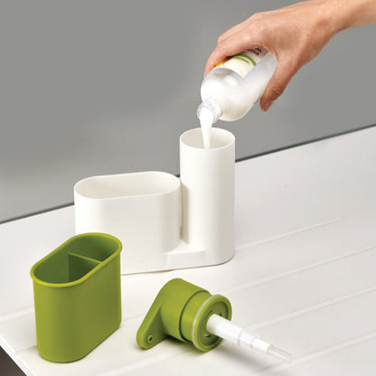 Multifunctional Kitchen Sink Caddy Organizer with Soap Dispenser Bottle