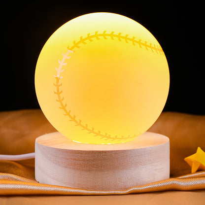 3D Inner Carved Crystal Ball Night Light – Creative Badminton Shuttlecock LED Lamp