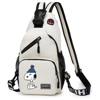 Snoopy Cartoon Print Crossbody Sling Bag - Large Capacity Chest Pack & Shoulder Backpack