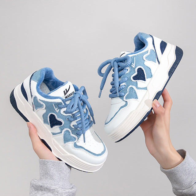 Women's Love Heart Dopamine Sneakers - Thick Soled Comfortable Fashion Shoes