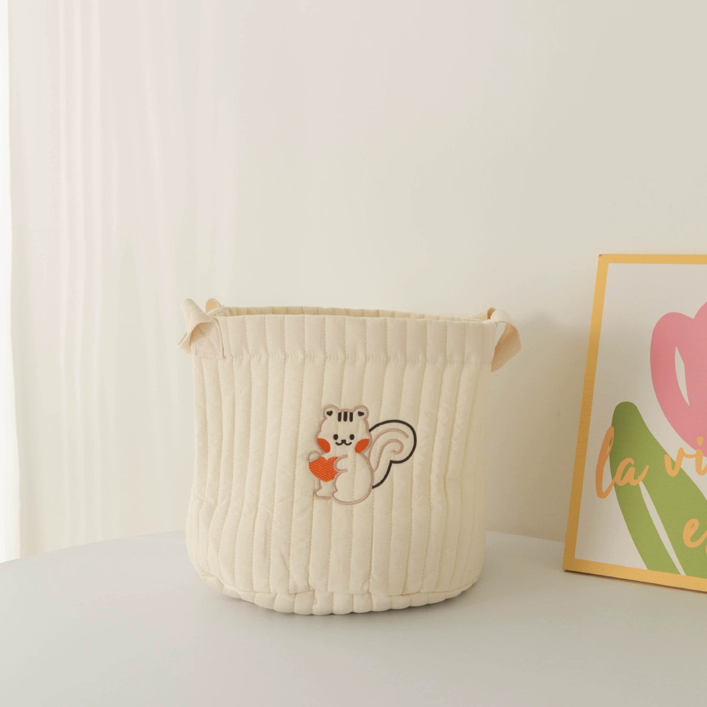 Cute Quilted Baby Storage Basket - Multi-Purpose Toy & Diaper Organizer Bag