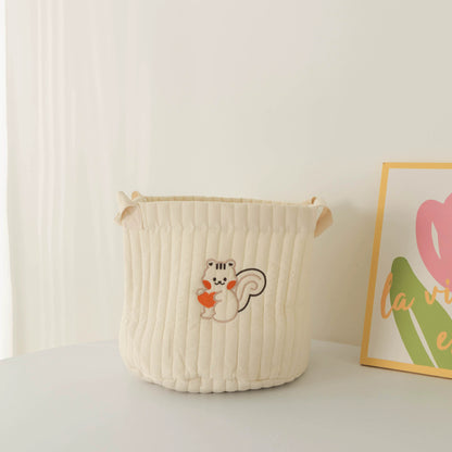 Cute Quilted Baby Storage Basket - Multi-Purpose Toy & Diaper Organizer Bag