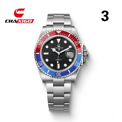 CHAXIGO Luxury Men's Quartz Watch - Submariner Style Waterproof Alloy Wristwatch