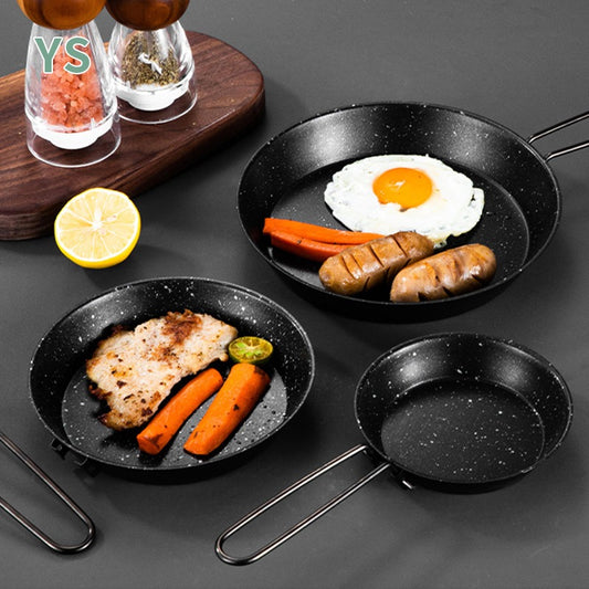 Portable Outdoor Folding Handle Frying Pan - Non-Stick Stainless Steel Skillet for Camping, Picnic & Home Kitchen (Compact Design)