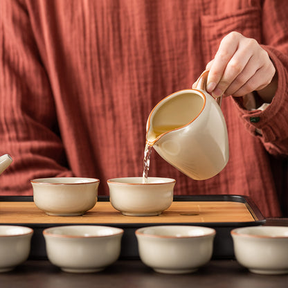 Traditional Ru Kiln Chinese Kung Fu Tea Set - Premium Ceramic Xishi Teapot & Tea Cup Set