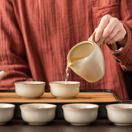 Traditional Ru Kiln Chinese Kung Fu Tea Set - Premium Ceramic Xishi Teapot & Tea Cup Set