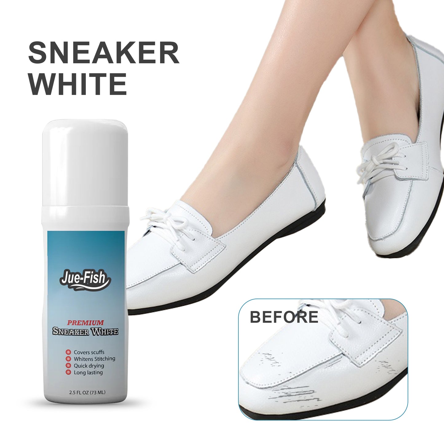 Jue-Fish White Sneaker Cleaner Spray and Whitening Agent for Yellow Edges
