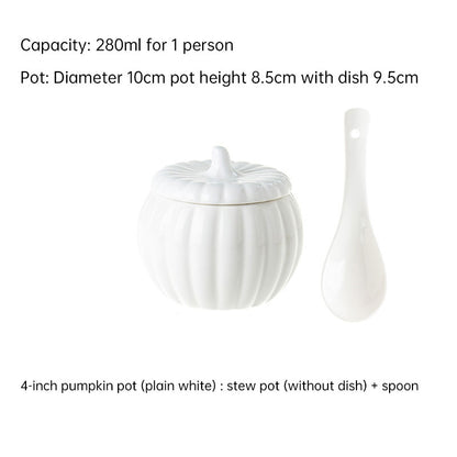 Creative Ceramic Pumpkin Soup Bowl with Lid and Saucer Set