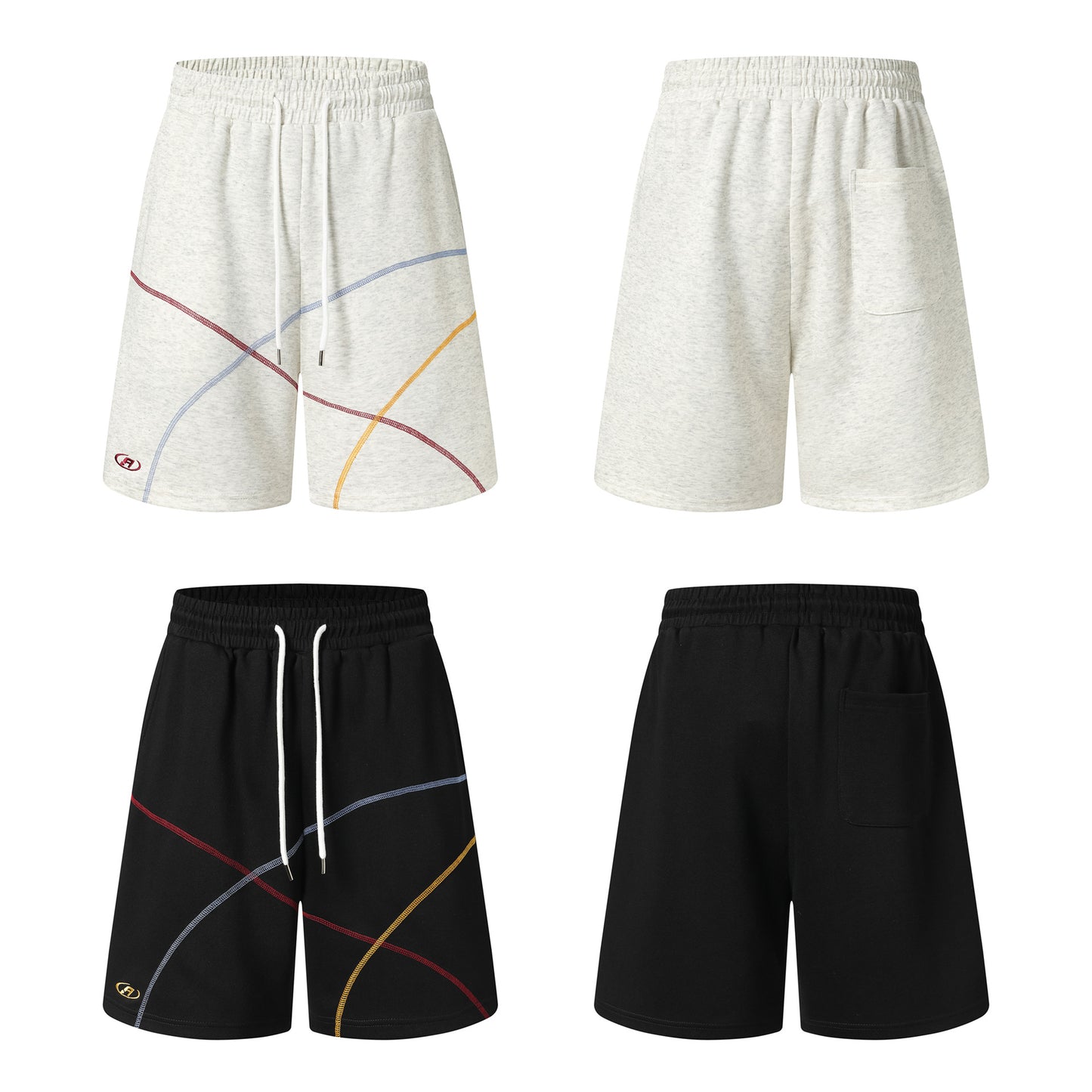 Trendy High-Waisted Athletic Shorts with Curved Embroidery