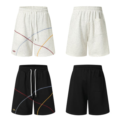 Trendy High-Waisted Athletic Shorts with Curved Embroidery