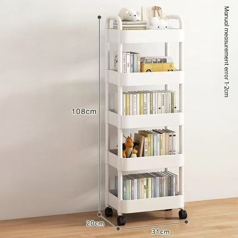 Multi-Layer Wheeled Utility Cart | Rolling Storage Shelf for Home, Kitchen, Bathroom (Snacks, Books)