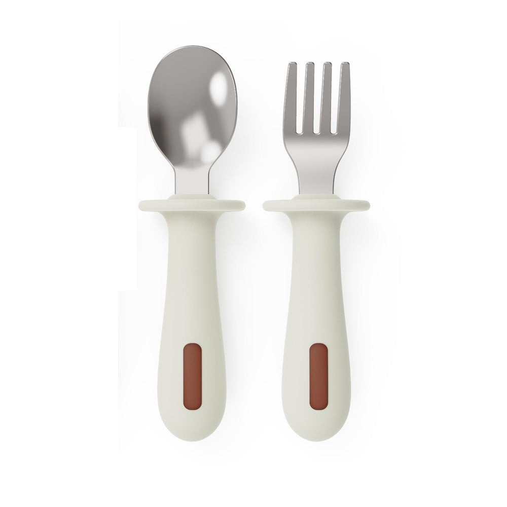 2-Piece Baby Feeding Set | PPSU Silicone & Stainless Steel Self-Feeding Utensils for Toddlers