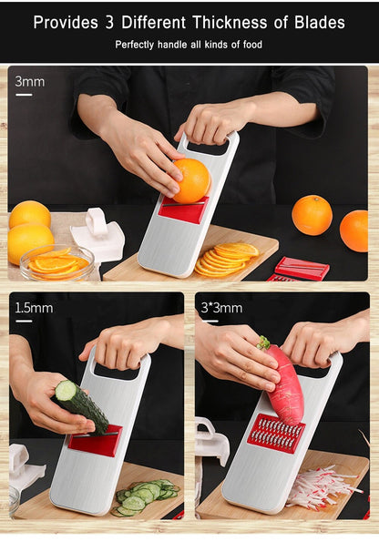 3-in-1 Stainless Steel Mandoline Slicer & Vegetable Grater
