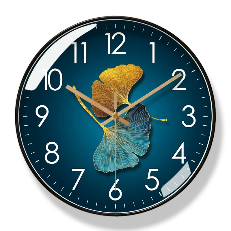 Modern Silent Wall Clock – Elegant Golden Ginkgo Leaf Design for Luxury Home Decor