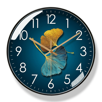 Modern Silent Wall Clock – Elegant Golden Ginkgo Leaf Design for Luxury Home Decor