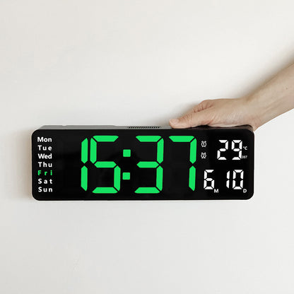 Modern RGB Digital Wall Mount Clock with Dual Alarms & Memory Function