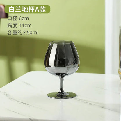 Luxury Electroplated Smoky Gray Crystal Glass | Modern Black Brandy & Whiskey Goblet