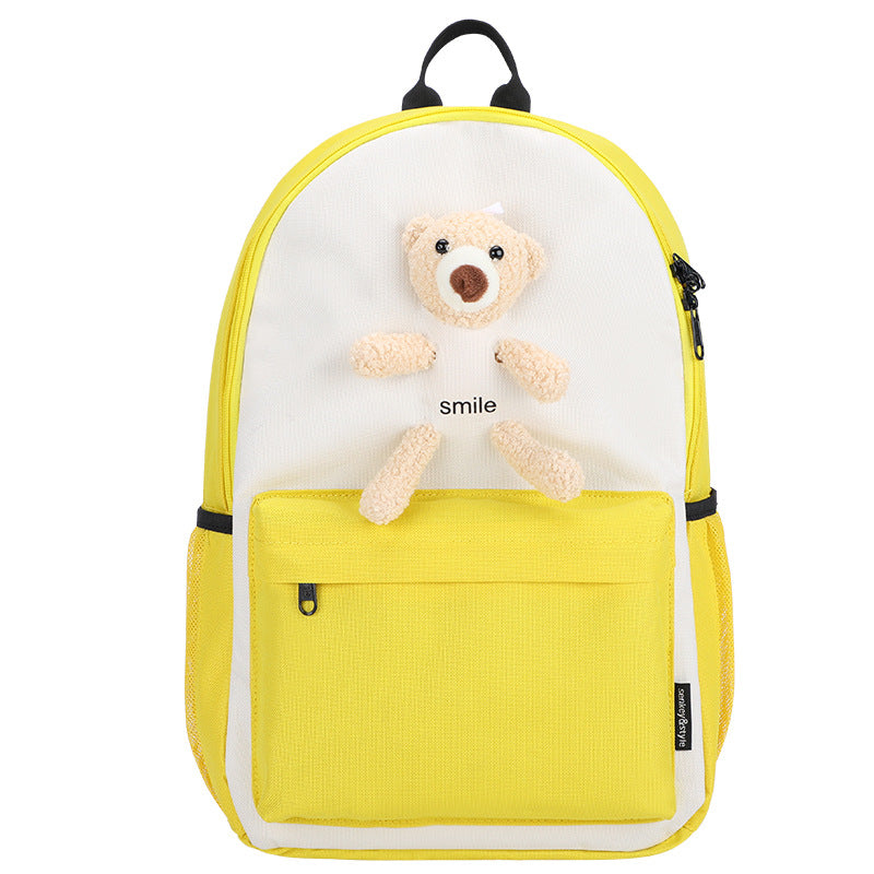Cute Bear Cartoon Backpack - Small, Fresh Oxford Cloth School Bag for Students & Girls