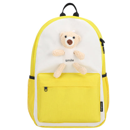 Cute Bear Cartoon Backpack - Small, Fresh Oxford Cloth School Bag for Students & Girls