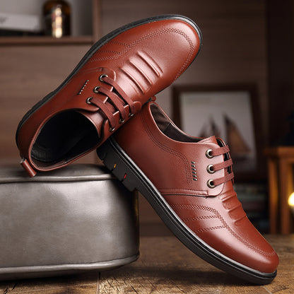 Men's Business Dress Shoes - British Style Breathable Casual Leather Shoes