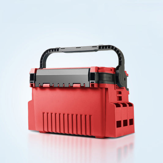 Portable 2-Layer Fishing Tackle Box with Rod & Cup Holder